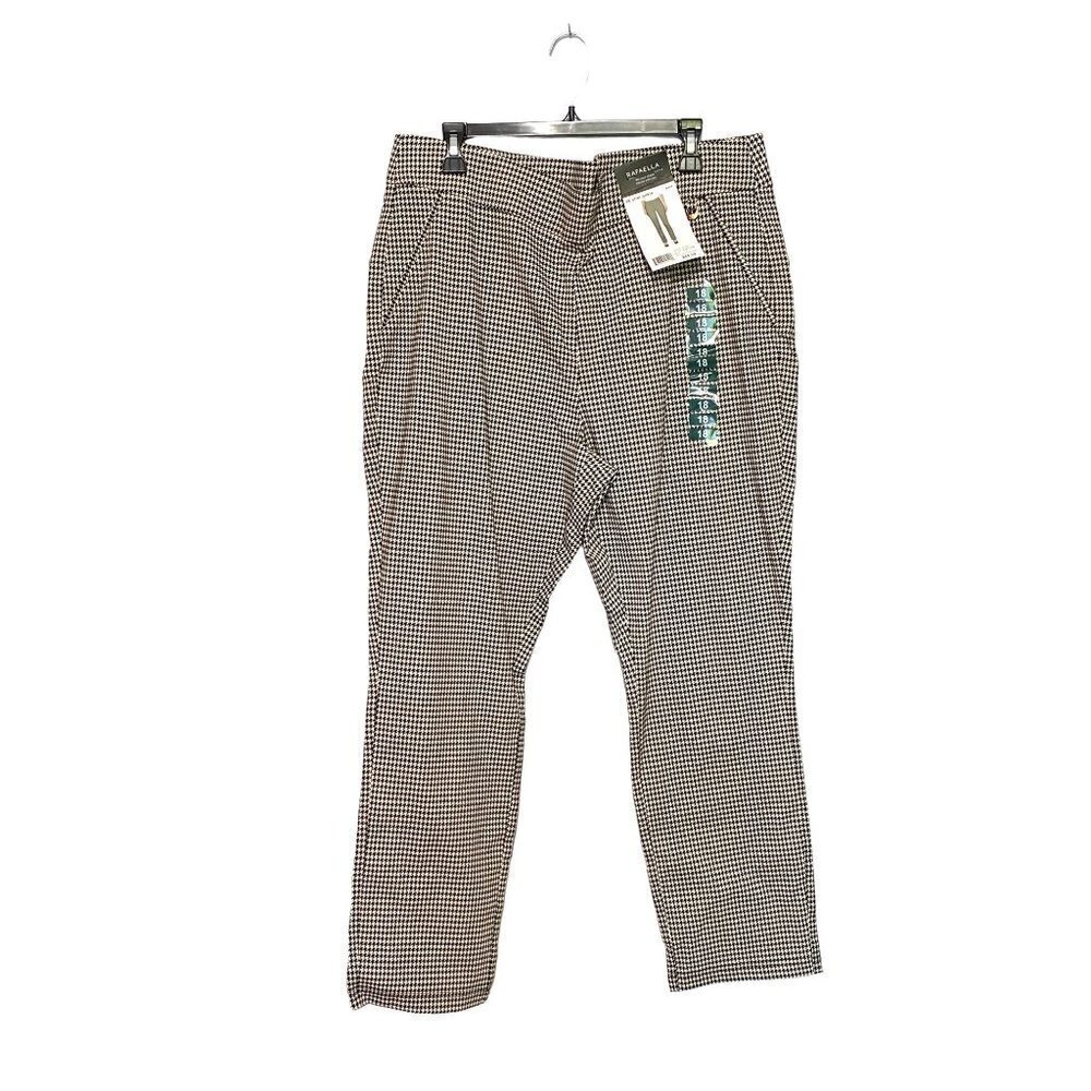 New Rafaella Black & White Herringbone Slim Ankle Pull On Pants‎ Women’s Size 18